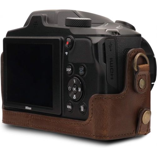  MegaGear Ever Ready Leather Camera Case Compatible with Nikon Coolpix B600