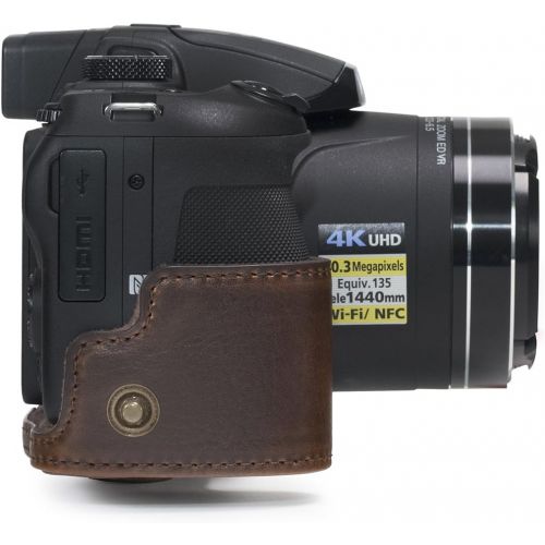  MegaGear Ever Ready Leather Camera Case Compatible with Nikon Coolpix B700