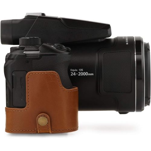  MegaGear Ever Ready Leather Camera Case Compatible with Nikon Coolpix P950