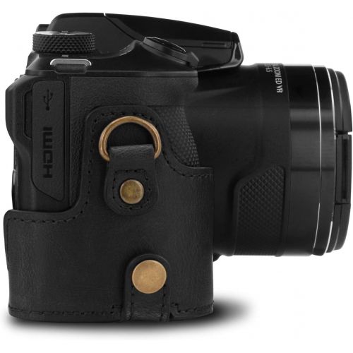  MegaGear Ever Ready Leather Camera Case Compatible with Nikon Coolpix B600