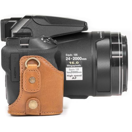  MegaGear Ever Ready Leather Camera Case Compatible with Nikon Coolpix P900, P900S