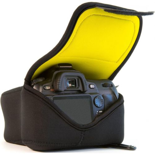  MegaGear MG088 Nikon D3500, D3300, D3400, D5100, D5200, D5300, D5500, D5600 (18-55 mm) Ultra Light Neoprene Camera Case, Black insade Yellow