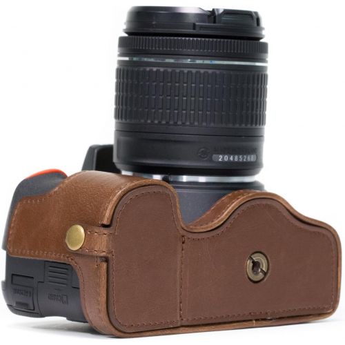  MegaGear Nikon D5600, D5500 Ever Ready Leather Camera Half Case and Strap, with Battery Access - Dark Brown - MG1171
