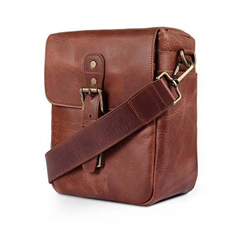  MegaGear Torres Mini Genuine Leather Camera Messenger Bag for Mirrorless, Instant and DSLR Cameras