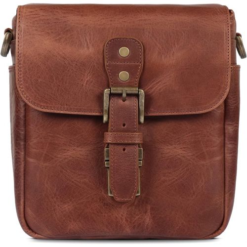  MegaGear Torres Mini Genuine Leather Camera Messenger Bag for Mirrorless, Instant and DSLR Cameras