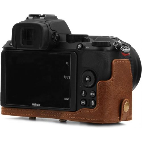  MegaGear Ever Ready Genuine Leather Camera Case Compatible with Nikon Z50 (50-250mm)