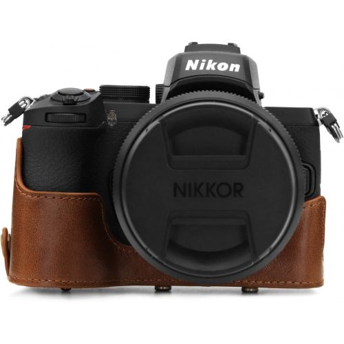  MegaGear Ever Ready Genuine Leather Camera Case Compatible with Nikon Z50 (50-250mm)