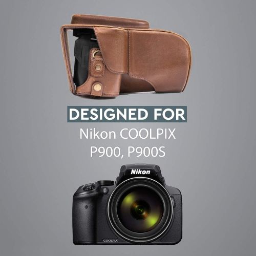  MegaGear Ever Ready Leather Camera Case Compatible with Nikon Coolpix P900, P900S