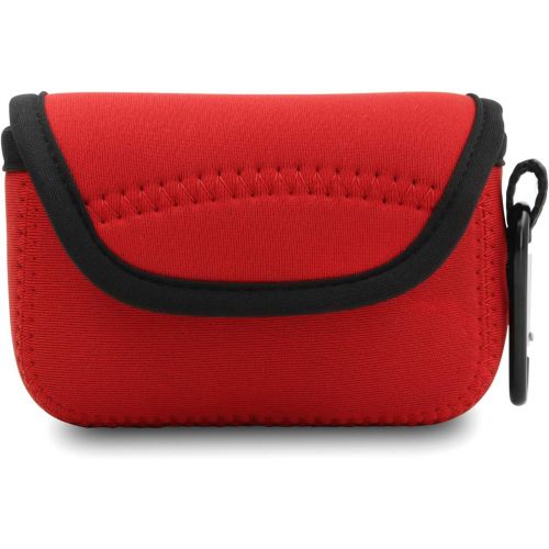  MegaGear Ultra Light Neoprene Camera Case Bag with Carabiner for Panasonic Lumix DC-ZS80, DC-ZS70, DMC-ZS100, DC-TZ95, DC-TZ90, DMC-TZ100 (Red)