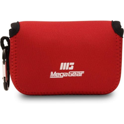  MegaGear Ultra Light Neoprene Camera Case Bag with Carabiner for Panasonic Lumix DC-ZS80, DC-ZS70, DMC-ZS100, DC-TZ95, DC-TZ90, DMC-TZ100 (Red)