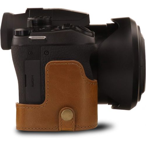  MegaGear Ever Ready Leather Camera Case Compatible with Leica V-Lux 5, Panasonic Lumix DC-FZ1000 II