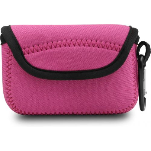  MegaGear Ultra Light Neoprene Camera Case Bag with Carabiner for Panasonic Lumix DC-ZS80, DC-ZS70, DMC-ZS100, DC-TZ95, DC-TZ90, DMC-TZ100 (Hot Pink)