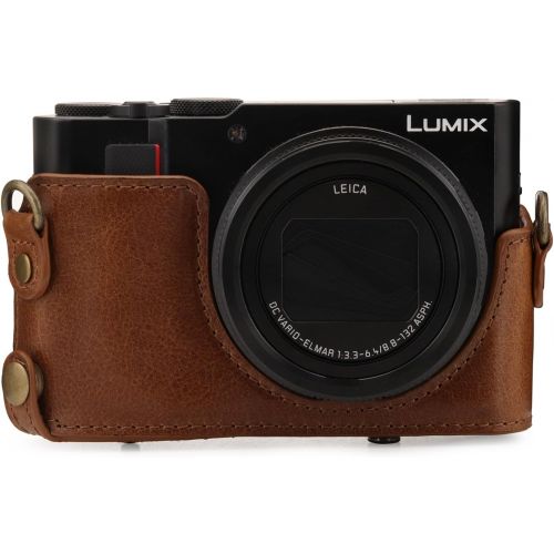  MegaGear Ever Ready Genuine Leather Camera Case Compatible with Panasonic Lumix DMC-ZS100, DC-ZS200