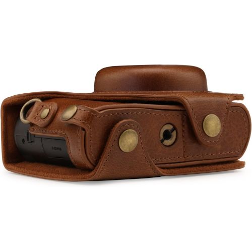  MegaGear Ever Ready Genuine Leather Camera Case Compatible with Panasonic Lumix DMC-ZS100, DC-ZS200