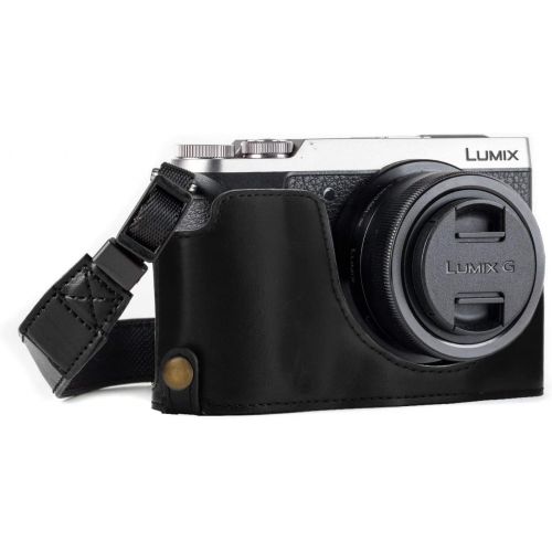  MegaGear Ever Ready Leather Camera Half Case Compatible with Panasonic Lumix DMC-GX85, GX80 - Black