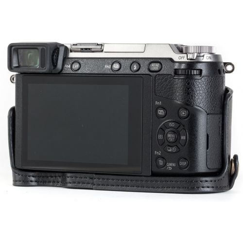  MegaGear Ever Ready Leather Camera Half Case Compatible with Panasonic Lumix DMC-GX85, GX80 - Black