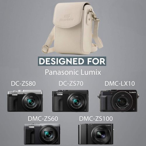  MegaGear Leather Camera Case with Strap compatible with Panasonic Lumix DC-ZS80, DC-ZS70, DMC-LX10, DMC-ZS60, DMC-ZS100