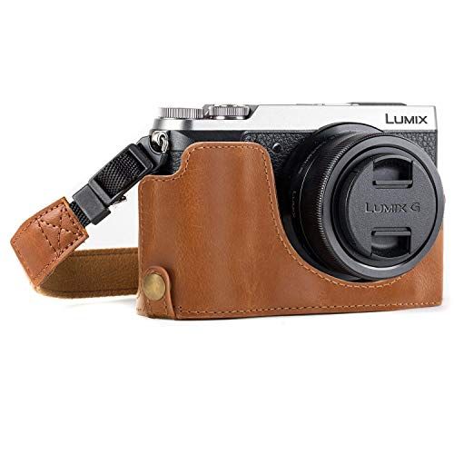  MegaGear Ever Ready Leather Camera Half Case Compatible with Panasonic Lumix DMC-GX85, GX80 - Light Brown