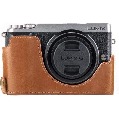  MegaGear Ever Ready Leather Camera Half Case Compatible with Panasonic Lumix DMC-GX85, GX80 - Light Brown