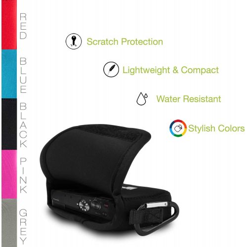  MegaGear Ultra Light Neoprene Camera Case Bag with Carabiner for Panasonic Lumix DC-ZS80, DC-ZS70, DMC-ZS100, DC-TZ95, DC-TZ90, DMC-TZ100 (Black)