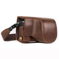 MegaGear Panasonic Lumix DMC-GX85, DMC-GX80 (12-32mm) Ever Ready Leather Camera Case and Strap, with Battery Access - Dark Brown - MG1301