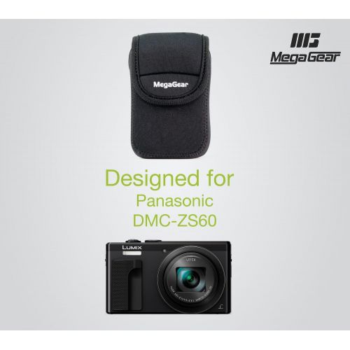  MegaGear Panasonic Lumix DMC-ZS60, DMC-TZ80 Ultra Light Neoprene Camera Case, with Carabiner (Black)