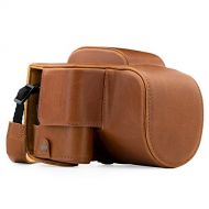 MegaGear Panasonic Lumix DC-FZ80, FZ82 Ever Ready Leather Camera Case and Strap, with Battery Access - Light Brown - MG1225