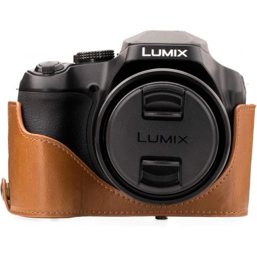  MegaGear Panasonic Lumix DC-FZ80, FZ82 Ever Ready Leather Camera Case and Strap, with Battery Access - Light Brown - MG1225