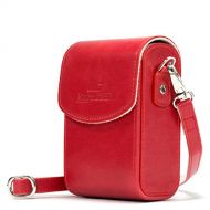 MegaGear Leather Camera Case with Strap compatible with Panasonic Lumix DC-ZS80, DC-ZS70, DMC-LX10, DMC-ZS60, DMC-ZS100, Red