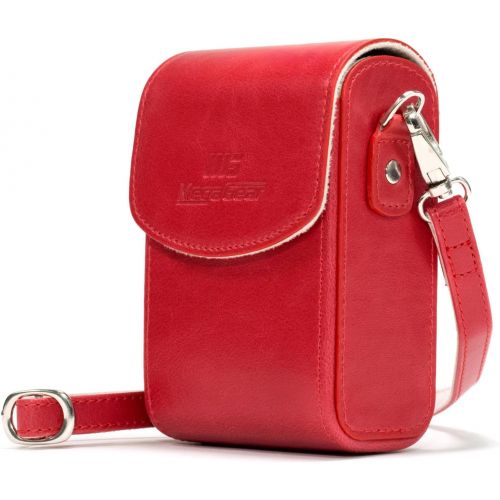  MegaGear Leather Camera Case with Strap compatible with Panasonic Lumix DC-ZS80, DC-ZS70, DMC-LX10, DMC-ZS60, DMC-ZS100, Red