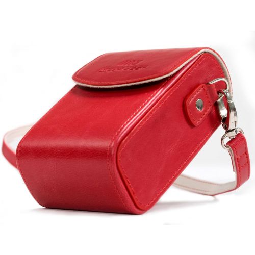  MegaGear Leather Camera Case with Strap compatible with Panasonic Lumix DC-ZS80, DC-ZS70, DMC-LX10, DMC-ZS60, DMC-ZS100, Red