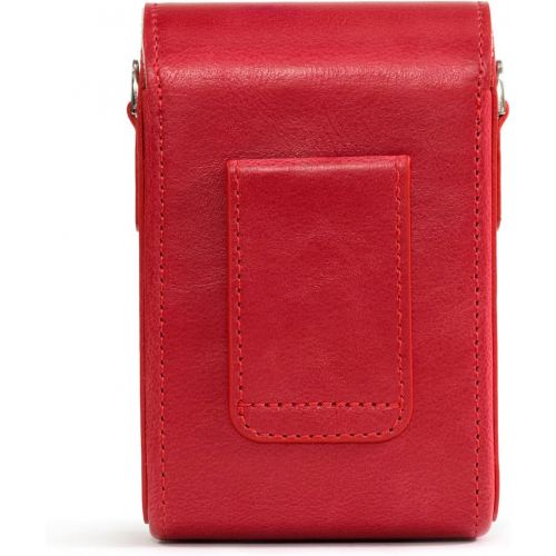  MegaGear Leather Camera Case with Strap compatible with Panasonic Lumix DC-ZS80, DC-ZS70, DMC-LX10, DMC-ZS60, DMC-ZS100, Red