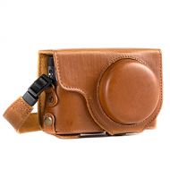 MegaGear MG1260 Ever Ready Leather Camera Case compatible with Panasonic Lumix DC-ZS80, DC-ZS70, DC-TZ95, DC-TZ90 - Light Brown