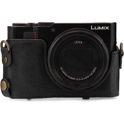  MegaGear Ever Ready Genuine Leather Camera Case Compatible with Panasonic Lumix DMC-ZS100, DC-ZS200