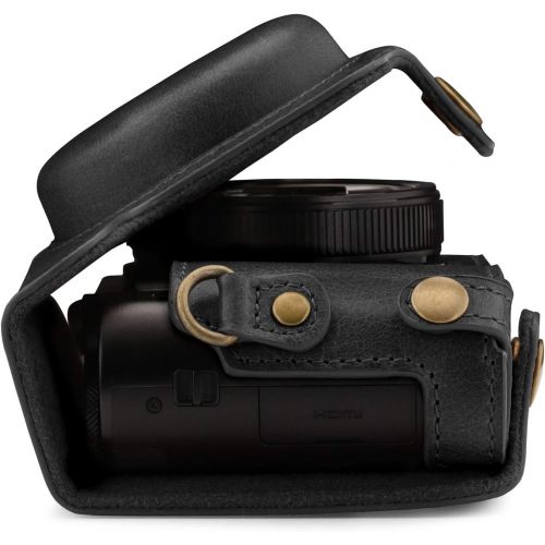  MegaGear Ever Ready Genuine Leather Camera Case Compatible with Panasonic Lumix DMC-ZS100, DC-ZS200