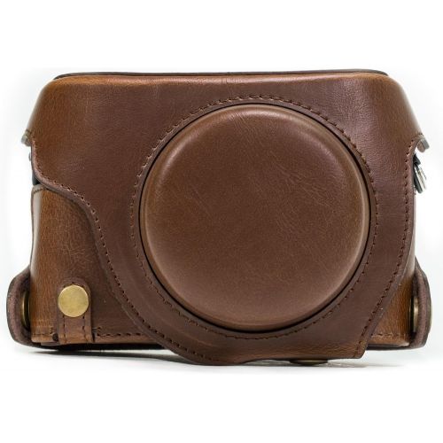  MegaGear Ever Ready Protective Leather Camera Case, Bag for Panasonic LUMIX LX100, DMC-LX100 Camera (Dark Brown)