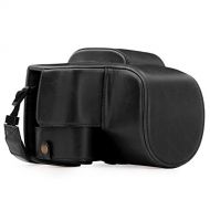 MegaGear Panasonic Lumix DC-FZ80, FZ82 Ever Ready Leather Camera Case and Strap, with Battery Access - Black - MG1223