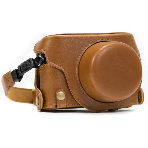  MegaGear Ever Ready Protective Leather Camera Case, Bag for Panasonic LUMIX LX100, DMC-LX100 Camera (Light Brown) (Model: MG663)