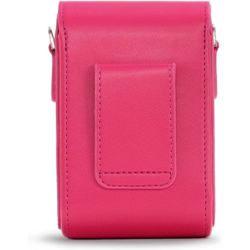  MegaGear Leather Camera Case with Strap compatible with Panasonic Lumix DC-ZS80, DC-ZS70, DMC-LX10, DMC-ZS60, DMC-ZS100, Hot Pink MG1254