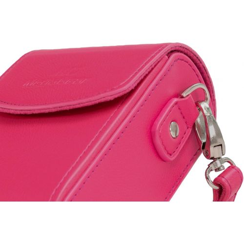  MegaGear Leather Camera Case with Strap compatible with Panasonic Lumix DC-ZS80, DC-ZS70, DMC-LX10, DMC-ZS60, DMC-ZS100, Hot Pink MG1254