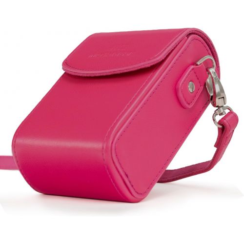  MegaGear Leather Camera Case with Strap compatible with Panasonic Lumix DC-ZS80, DC-ZS70, DMC-LX10, DMC-ZS60, DMC-ZS100, Hot Pink MG1254