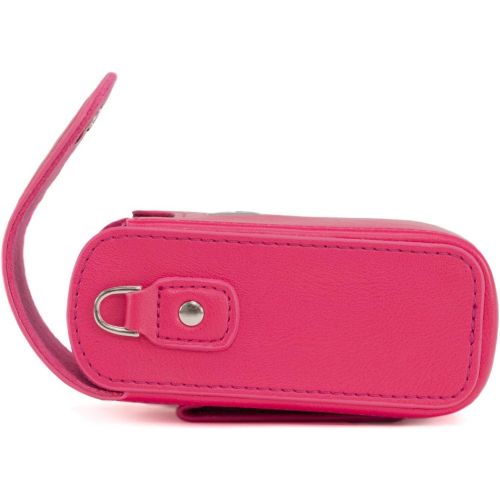  MegaGear Leather Camera Case with Strap compatible with Panasonic Lumix DC-ZS80, DC-ZS70, DMC-LX10, DMC-ZS60, DMC-ZS100, Hot Pink MG1254