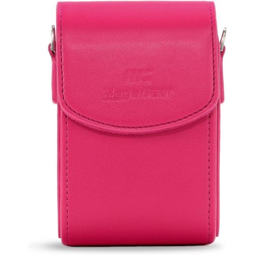  MegaGear Leather Camera Case with Strap compatible with Panasonic Lumix DC-ZS80, DC-ZS70, DMC-LX10, DMC-ZS60, DMC-ZS100, Hot Pink MG1254