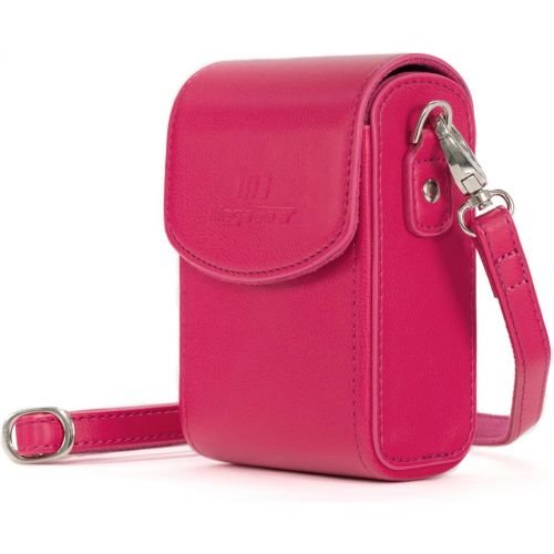  MegaGear Leather Camera Case with Strap compatible with Panasonic Lumix DC-ZS80, DC-ZS70, DMC-LX10, DMC-ZS60, DMC-ZS100, Hot Pink MG1254