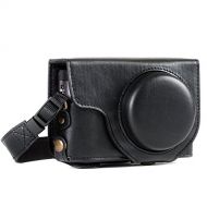 MegaGear MG1258 Ever Ready Leather Camera Case compatible with Panasonic Lumix DC-ZS80, DC-ZS70, DC-TZ95, DC-TZ90 - Black