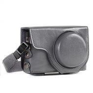 MegaGear MG1261 Ever Ready Leather Camera Case compatible with Panasonic Lumix DC-ZS80, DC-ZS70, DC-TZ95, DC-TZ90 - Gray