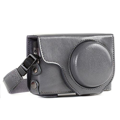  MegaGear MG1261 Ever Ready Leather Camera Case compatible with Panasonic Lumix DC-ZS80, DC-ZS70, DC-TZ95, DC-TZ90 - Gray