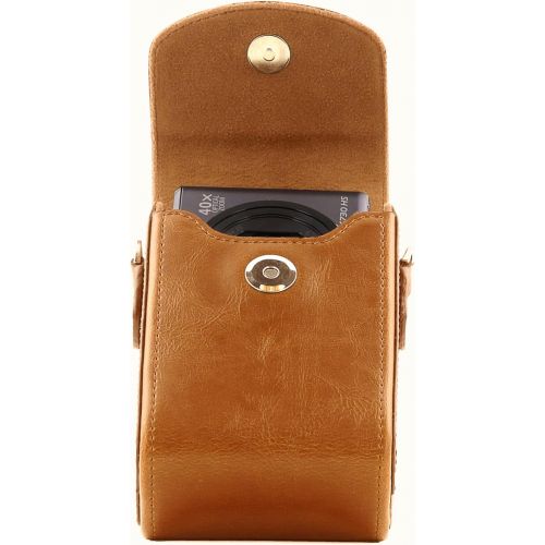  MegaGear Leather Camera Case with Strap compatible with Panasonic Lumix DC-ZS80, DC-ZS70, DMC-LX10, DMC-ZS60, DMC-ZS100