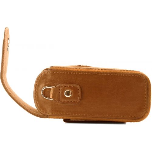  MegaGear Leather Camera Case with Strap compatible with Panasonic Lumix DC-ZS80, DC-ZS70, DMC-LX10, DMC-ZS60, DMC-ZS100