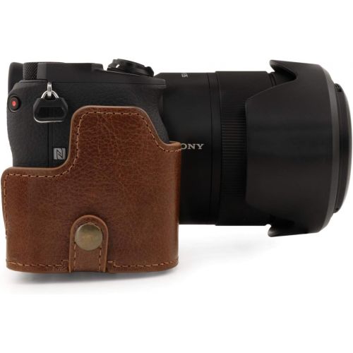  MegaGear Ever Ready Genuine Leather Camera Case Compatible with Sony Alpha A6600